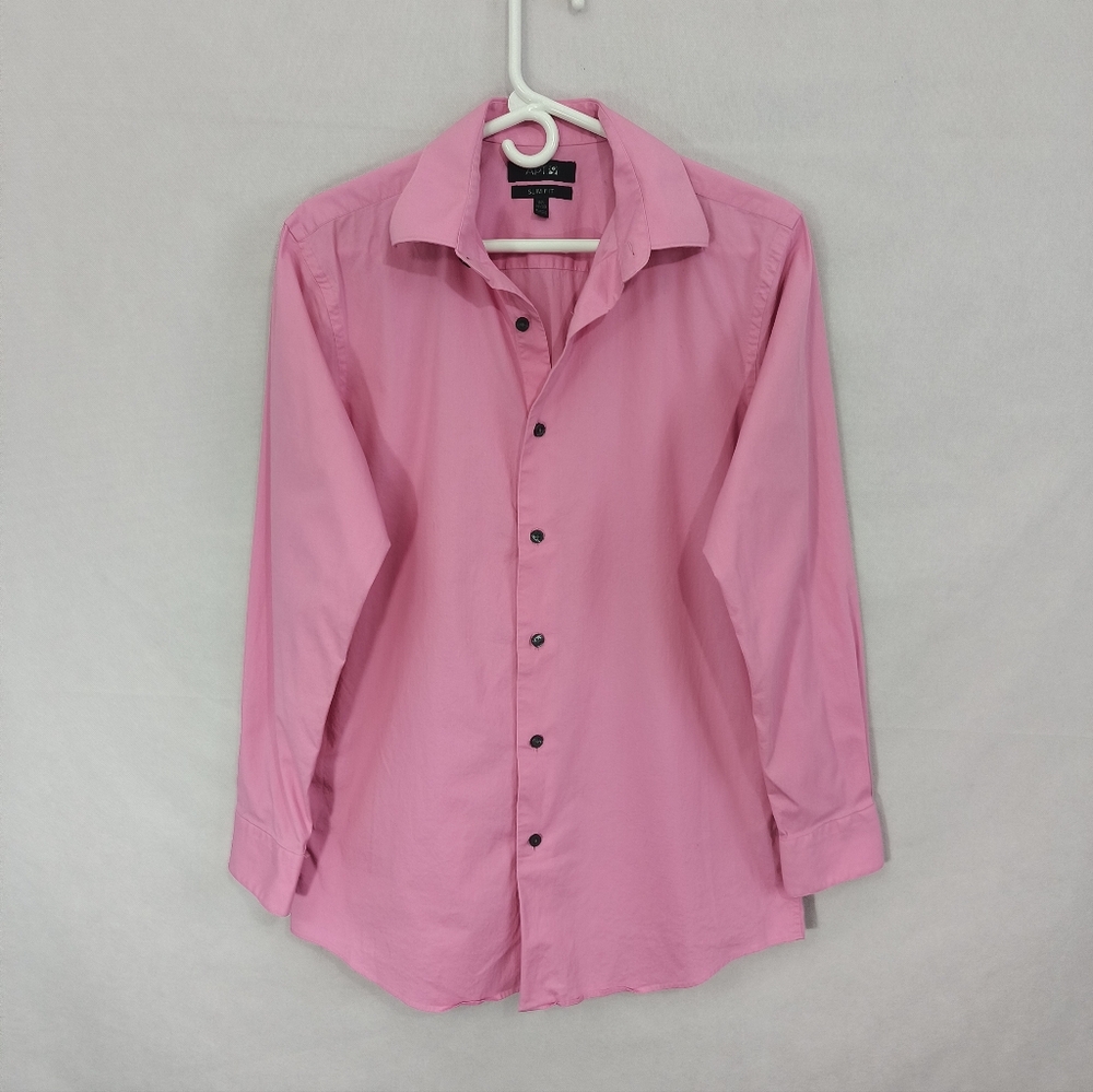 Apt. 9 Pink Full Button Down Collared Dress Shirt Men's Medium